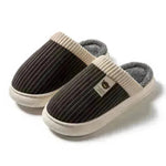 Zapatillas de peluche de rayas sólidas zapatos de vellón de oso cálido invernal