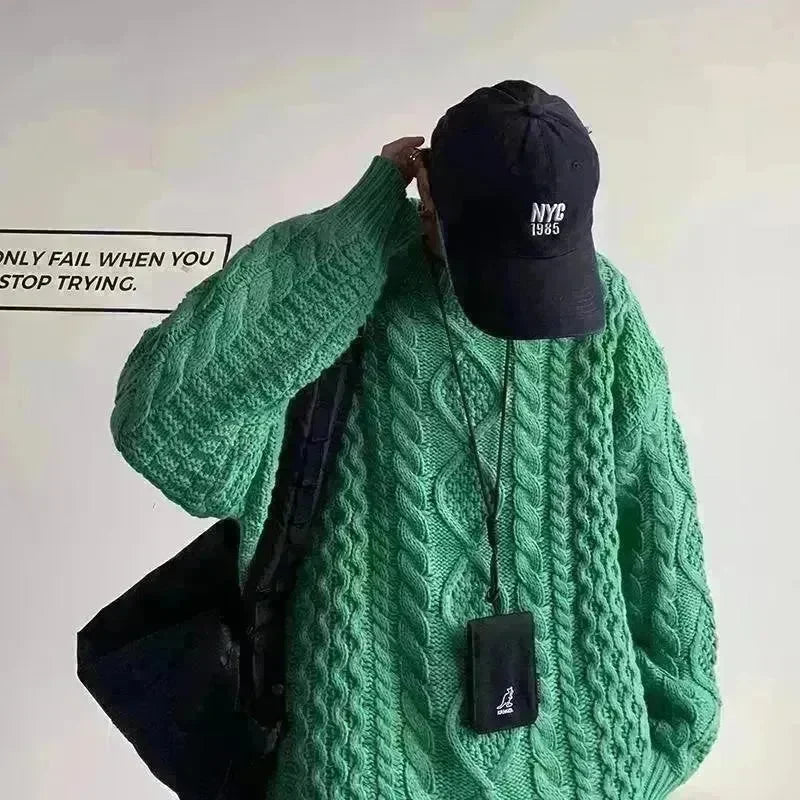Teenager's Oversized Knitted Pullover sweater for men Street Hip Pop style - EX-STOCK CANADA