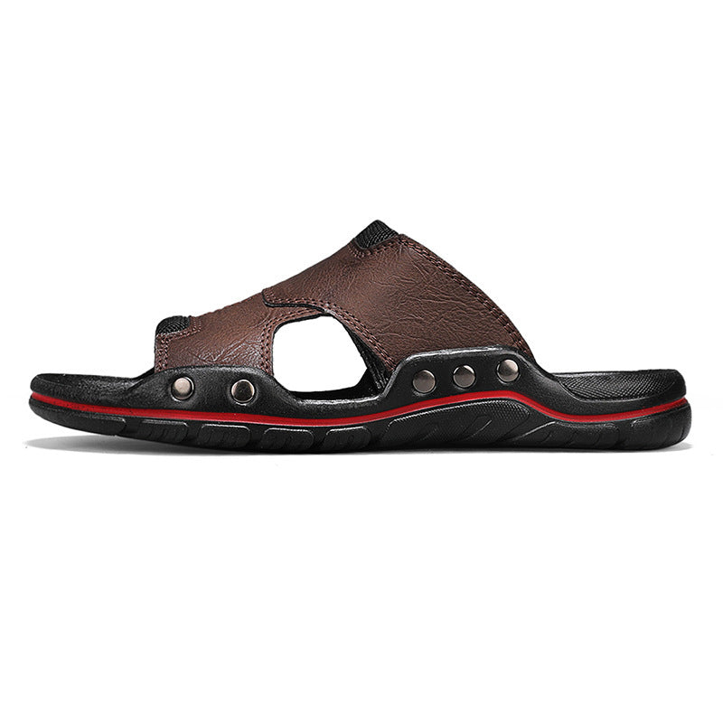Non-slip Deodorant Men's Sandals Genuine Leather Outdoor Flip Flops  EX-STOCK CANADA