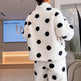 Cute Casual Pajamas For Women Winter Fleece-lined Thickened Polka Dot Turtleneck Drawstring Suit - EX-STOCK Canada