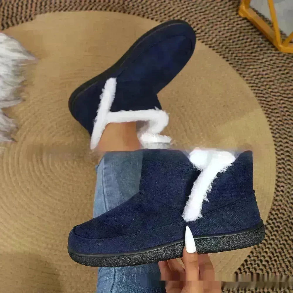 Insulated Cotton-padded Boot Shoes  Flat Bottom Solid Color Fleece Lined perfect for winter - EX-STOCK CANADA
