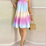 Printed Dress Summer Off-Shoulder Hanging Neck Sleeveless Sexy Dresses Women - EX-STOCK CANADA