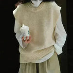 Loose Woolen Round neck Knitted Vest coat for Women - EX-STOCK CANADA