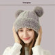 Women Winter Cute Fur Ball Knitted Beanie Hat Outdoor - EX-STOCK CANADA