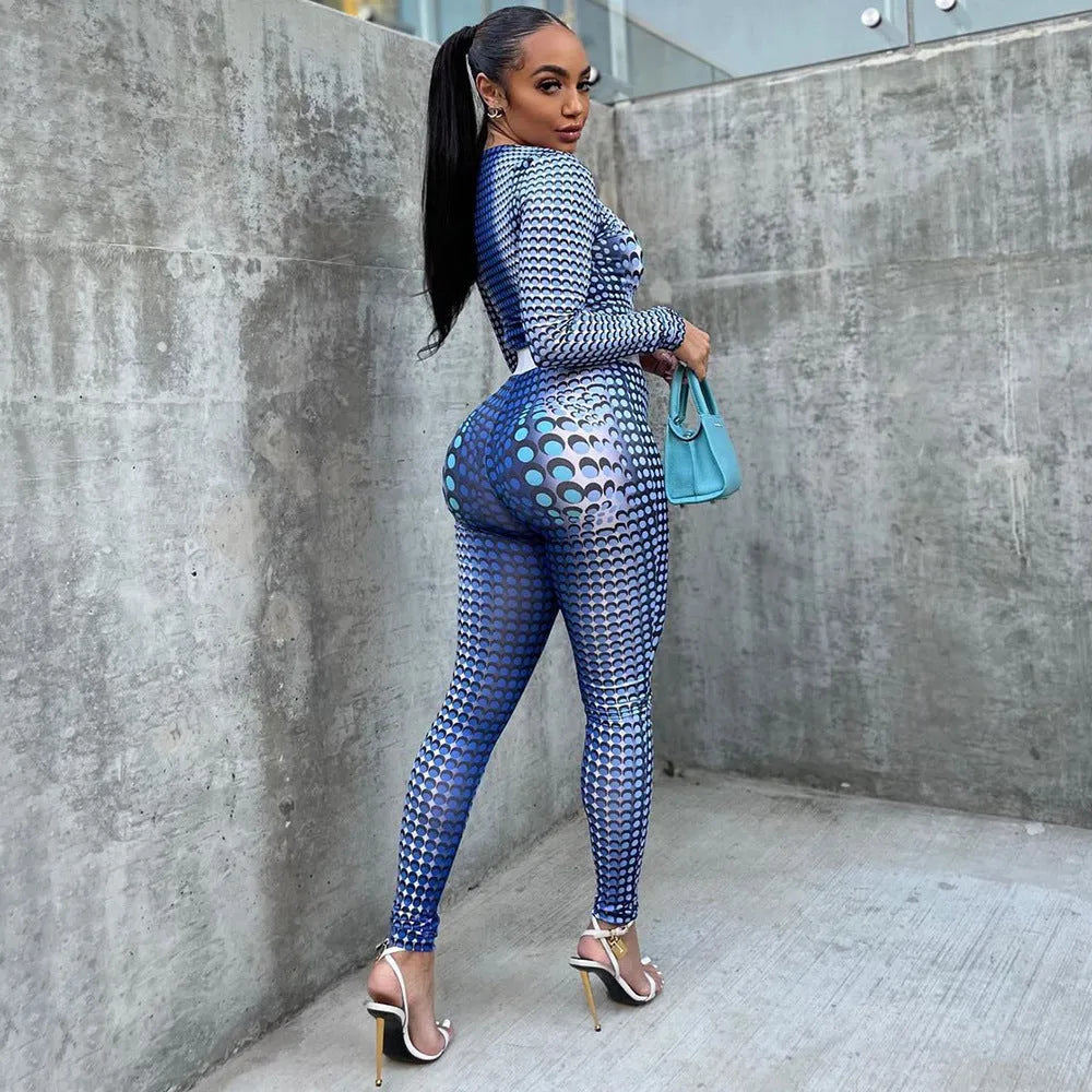 Fashion Skinny 2pcs Printed Athleisure Outfit women