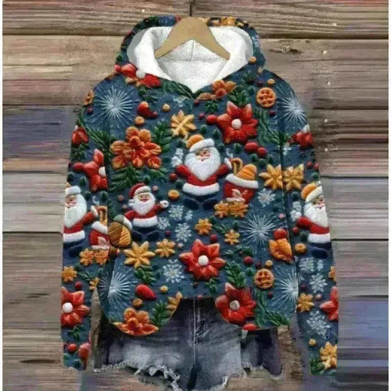 Print Christmas Holiday Casual Hoodie Sweater Pullover - EX-STOCK CANADA