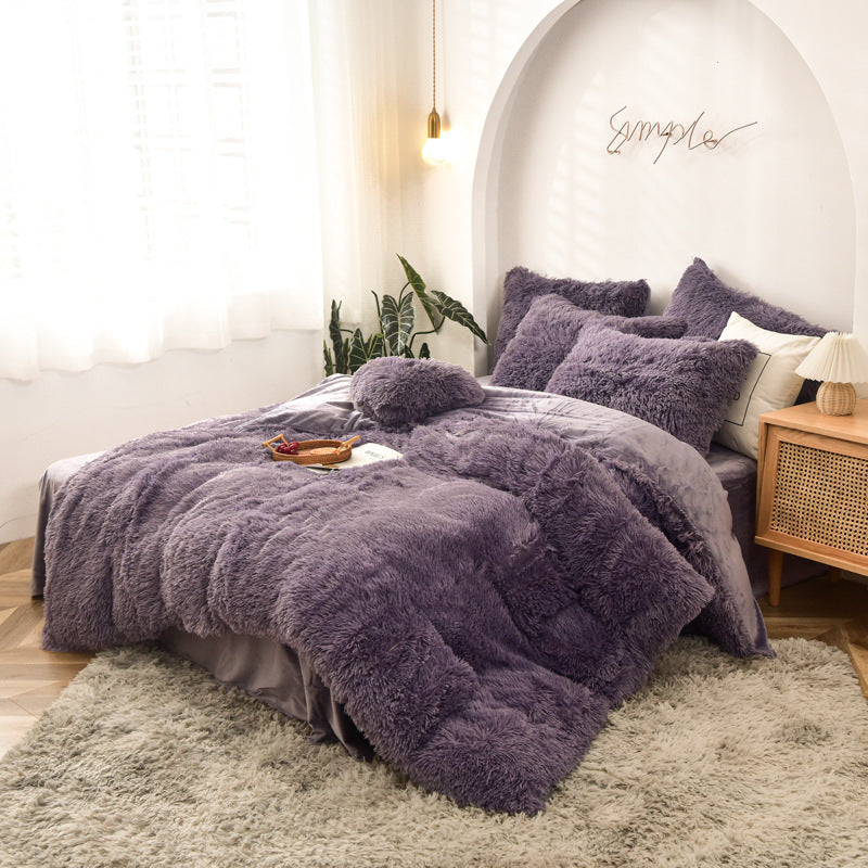 Mink Velvet Four Piece Set Long Plush Crystal Velvet Duvet Cover EX-STOCK Canada 