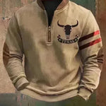 Casual 3D Digital Printing Stand Collar Men's Street Quarter Zip Sweatshirt top - EX-STOCK CANADA