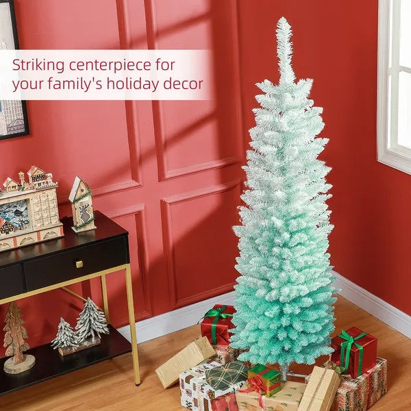 5ft Pencil Christmas Trees, Skinny Artificial Christmas Tree For Xmas Holiday Decor, Gradient Blue EX-STOCK Canada 