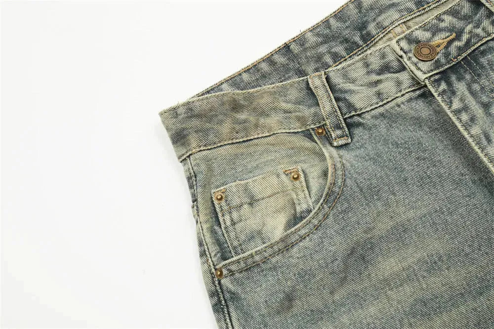 Hole Denim Men Trousers Heavy Industry Washing Jeans - EX-STOCK CANADA