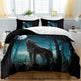 Moon Wolf Bedding Green Watercolor Forest Wolf Landscape Duvet Cover Sets 3 Pieces Wild Animal Bedding Set Twin Full Queen King Size EX-STOCK Canada 