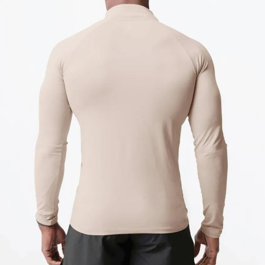 Men Quick Drying Long Sleeve Half Zip Activewear Muscle Fitted shirt Workout Gym T-shirt Top - EX-STOCK CANADA