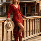 Women's Zip-Front Western Fringe Dress – Red, Black & Brown | S–3XL 2