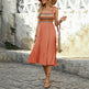 Casual Summer Dress Sleeveless Midi Boho Beach Dress Square Neck Flowy Sundress EX-STOCK