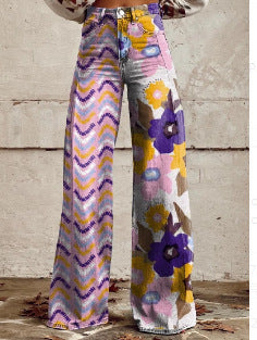 European And American Plus Size Women's Denim Casual Pants 