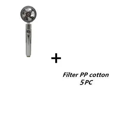 Propeller Driven Shower Head With Stop Button And Cotton Filter Turbocharged High Pressure Handheld Shower Nozzle - EX-STOCK CANADA
