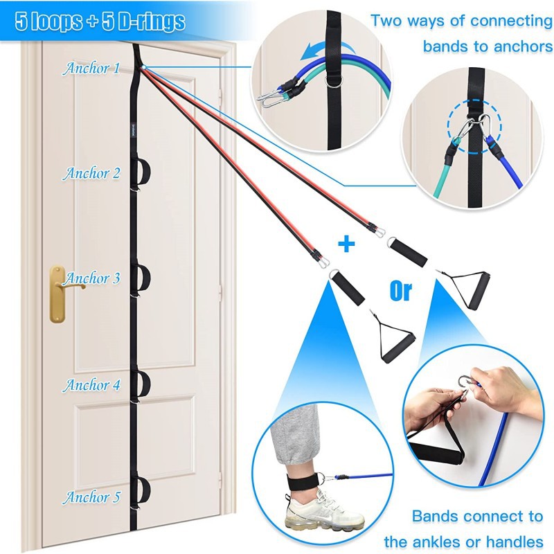 Home Fitness Multi-point Anchor Fitness Accessories Portable Door Strap 