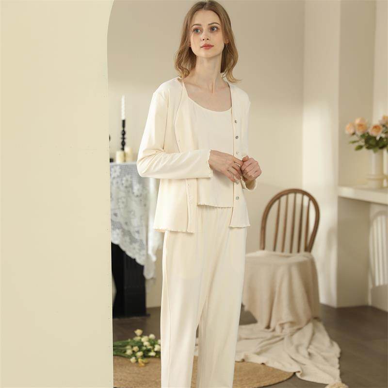 Homewear With Braces Cardigan French Style Three-piece Pajamas For Women - EX-STOCK Canada