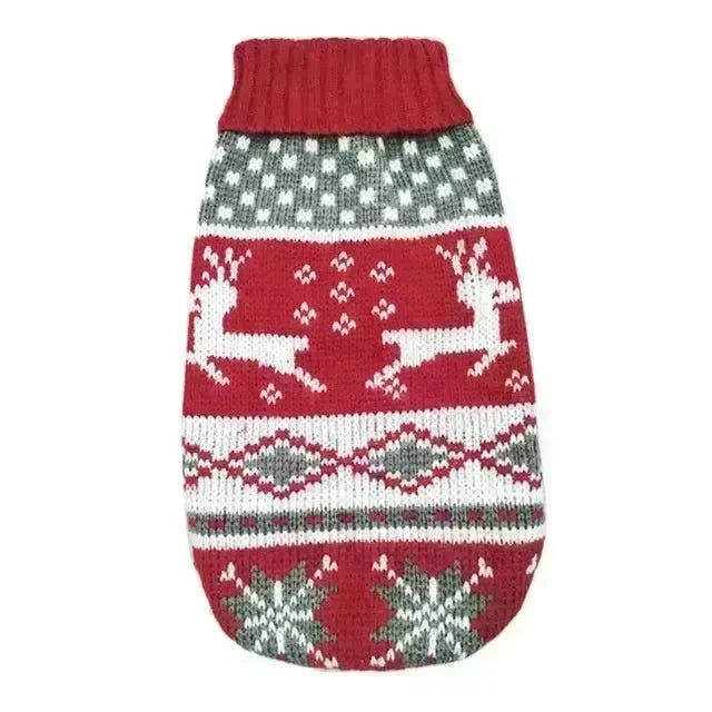 Christmas Maple Snowflake Turtleneck Knitted Sweater Pet Clothes - EX-STOCK CANADA