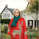 Christmas Deer Snowflakes Knit Sweater Pullover Round Neck Christmas Elk - EX-STOCK CANADA