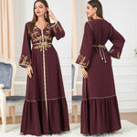 Women's Arabic Dress Embroidery Round-neck Long-sleeved Dress - EX-STOCK Canada