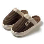Zapatillas de peluche de rayas sólidas zapatos de vellón de oso cálido invernal