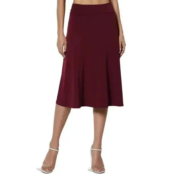 Women's casual High Waist flared Midi Skirt - EX-STOCK CANADA