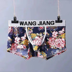 Silk Breathable Mesh Floral Ball sack Brief Boxers with Pouch Underwear
