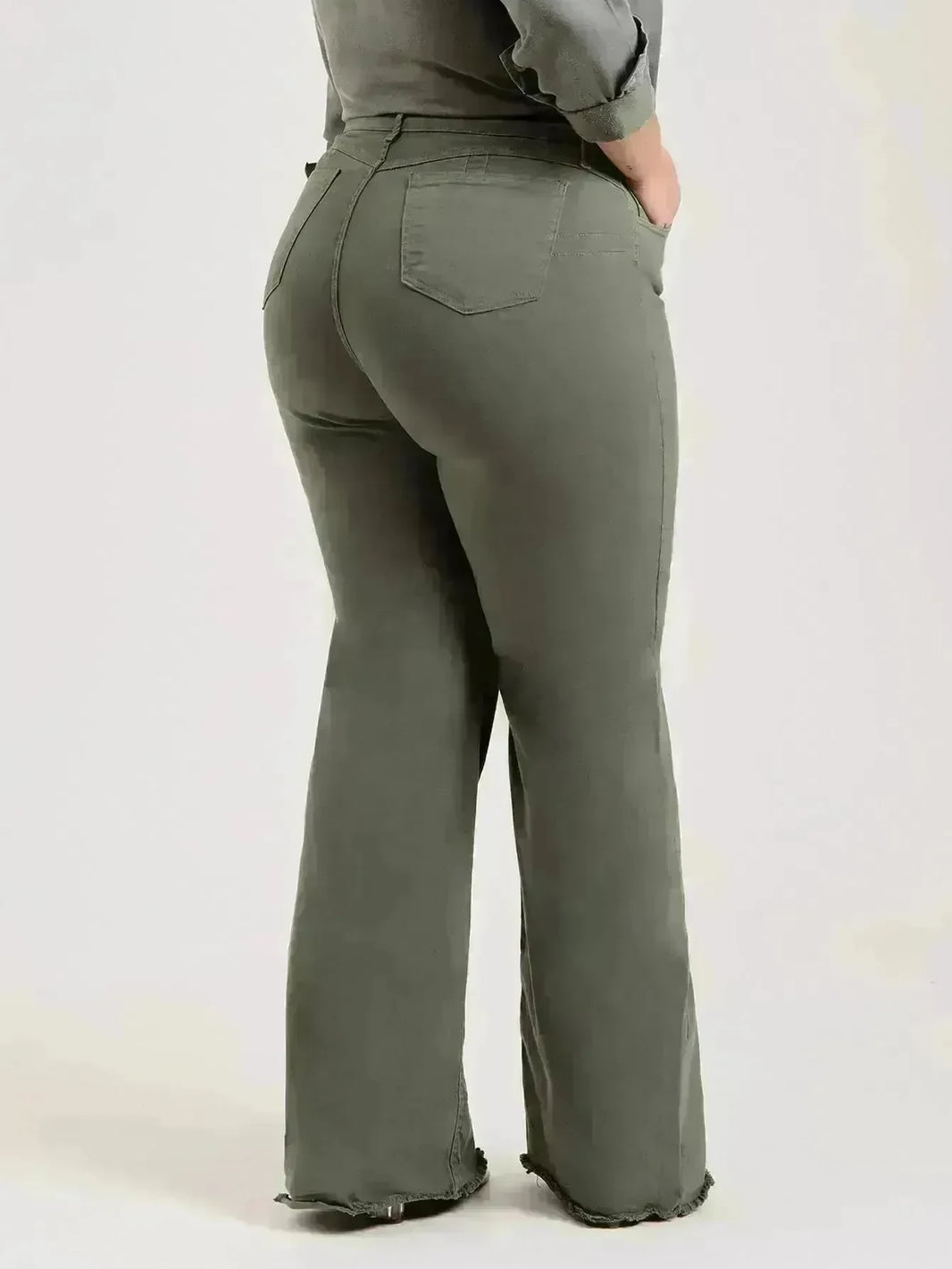 Slim Fit Stretch Fashion Frayed Flared Denim Pants - EX-STOCK CANADA