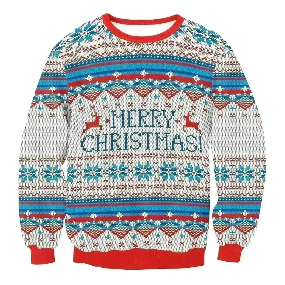 Autumn Winter Fashion Ugly Christmas Sweater Santa Elf Funny Pullover Womens Mens Print Sweaters Tops Clothing - EX-STOCK CANADA