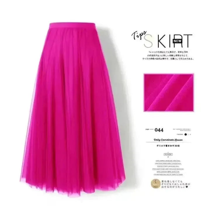 Pleated Mesh Midi Skirt – Women's Prairie Swing Skirt - EX-STOCK CANADA