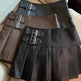 Women's American-style Vintage Mini  Pleated Leather Skirt - EX-STOCK CANADA