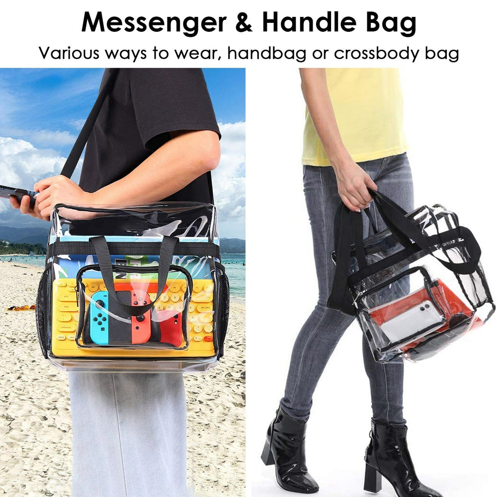 1Pc Clear Crossbody Bag Stadium Approved Clear Transparent Shoulder Bag See Through Zip Pouch Tote Bag Handbag With 11LBS Load EX-STOCK