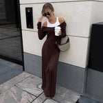 New Long Sleeve Stitching Fake Two-piece Vest Temperament Dress