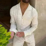 Casual Long-sleeved Suits Fashion Lapel Single-breasted Shirt Top And Slim-fit Trousers Men Clothing Two piece suit for Men - EX-STOCK CANADA