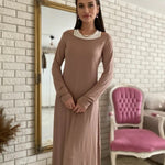 New Long Sleeve Stitching Fake Two-piece Vest Temperament Dress