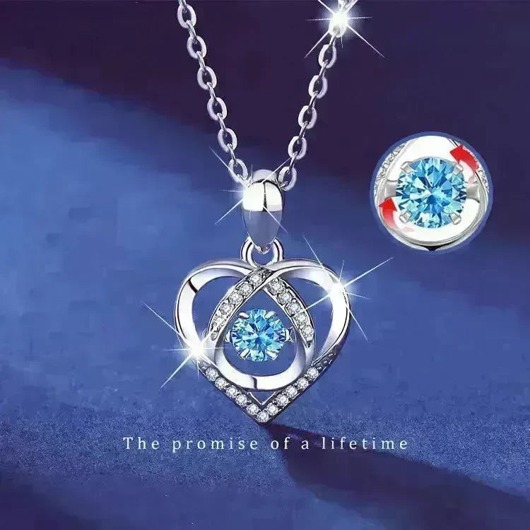 S925 Beating Heart-shaped Necklace Women Luxury Love Rhinestones Necklace Jewelry Gift For Valentine's Day - EX-STOCK CANADA