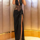 Schwarzes Maxikleid aus Netzstoff für Damen