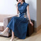New Modified Version Denim Jeans Flared Midi Dress Female Machine Embroidery Retro - EX-STOCK CANADA