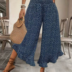 Women's Floral Smocked High Waist Wide Leg Palazzo Pants – Boho Casual Trousers S–XXL