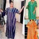 Middle East Striped Loose Robe African Dubai Arabic Satin Hot Drilling Stitching Abaya Buba Dress - EX-STOCK CANADA