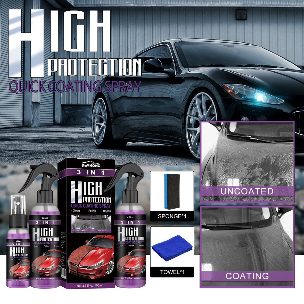 RAYHONG 3-in-1 High Protection Car Coating Spray - TikTok-Trending DIY Paint Protection - Quick Color Change, Cleaning & Shine - Universal For All Vehicles EX-STOCK