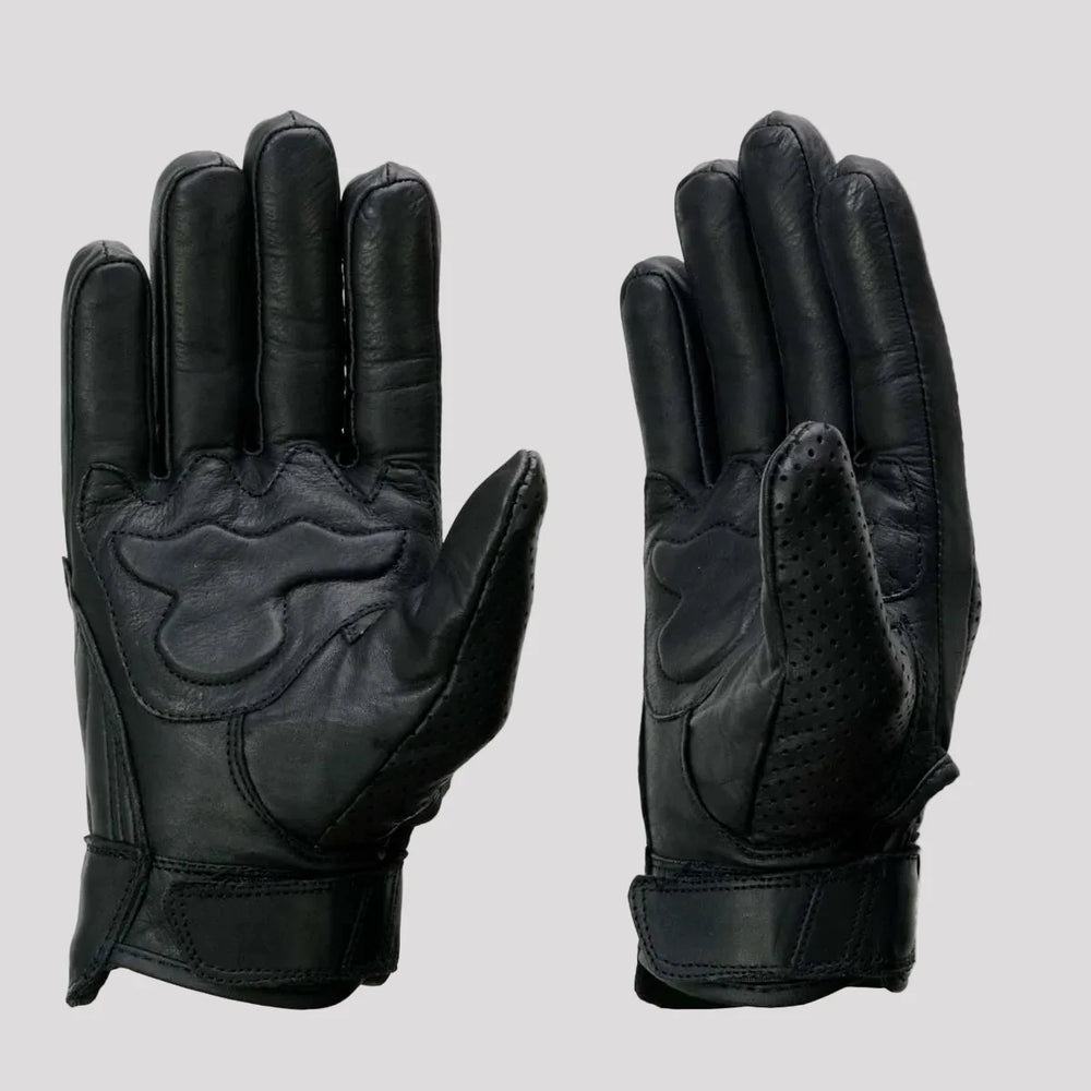 Open Road Men's Perforated Armored Leather Motorcycle Gloves 