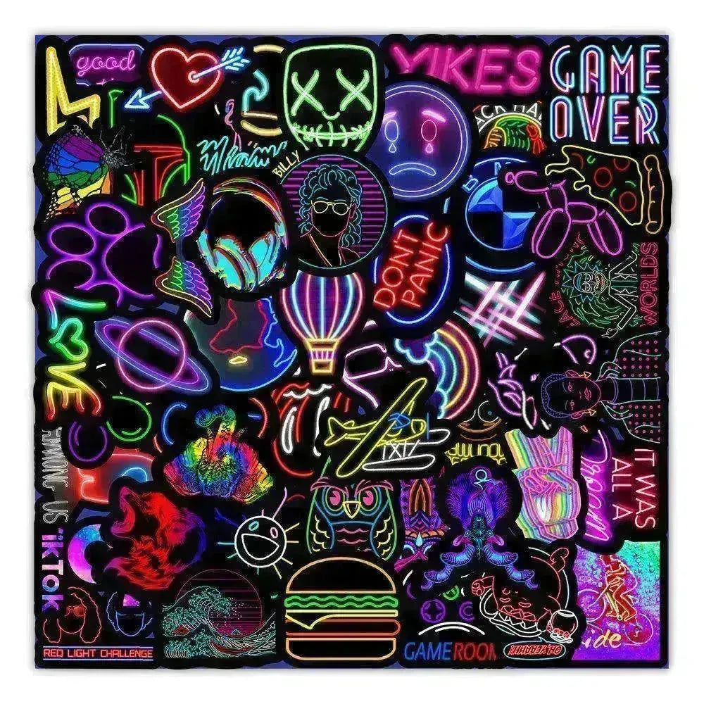 50 New Neon Stickers Car Trunk Phone Water Cup Decoration Stickers - EX-STOCK CANADA