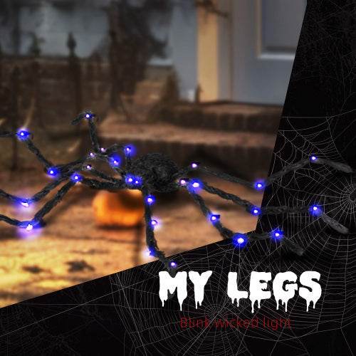 HOMCOM 3.25 Outdoor Halloween Decoration, Light-up Oversized Spider Halloween Prop With Light Up Bendable Legs - EX-STOCK Canada