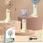 New Summer Cartoon Handheld Mini Usb Rechargeable Fan Desktop Stand - EX-STOCK CANADA