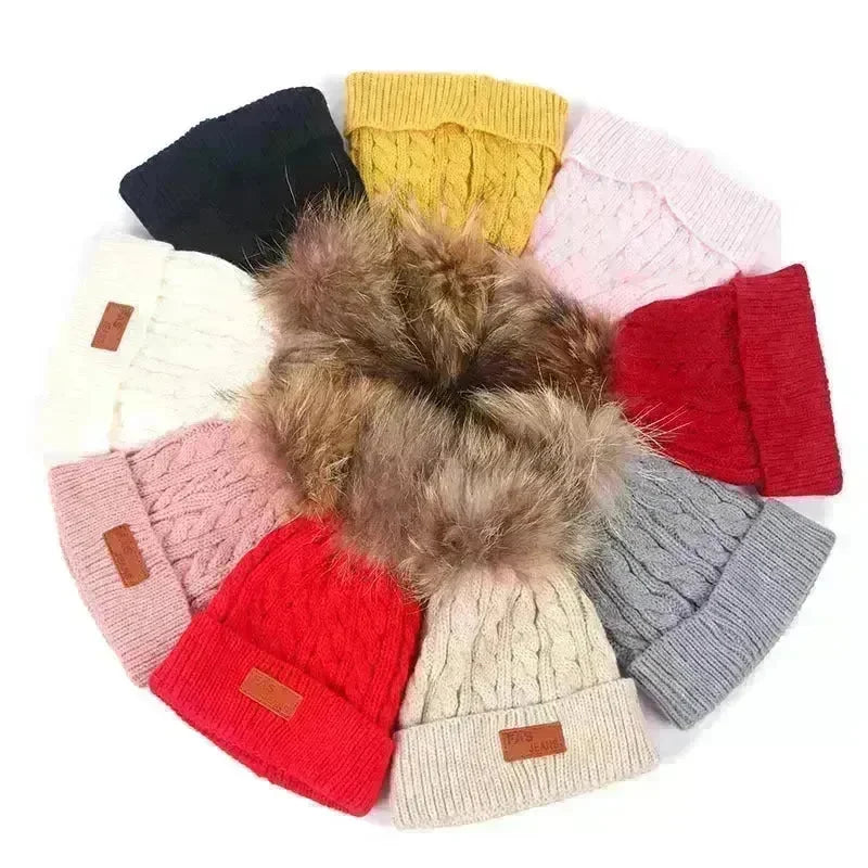 Children Winter Hat kids beanies Kids winter hat baby boy and girl warm woolen beanies faux fur beanies - EX-STOCK CANADA
