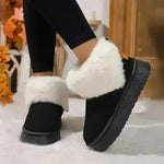 Botas de nieve de lujo de invierno zapatillas de algodón de gamuza plana en espesor de moda