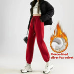 Fleece-lined Casual Harem Drawstring sweat Pants For Women - EX-STOCK CANADA