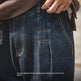 Vintage Denim Washed Elastic Waist Loose Jeans Cityboy Wide Leg Tapered Pants Men - EX-STOCK CANADA